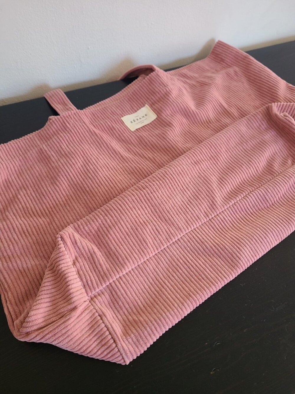 Sezane Pink Paris Corduroy Finish Large Tote Bag View 4